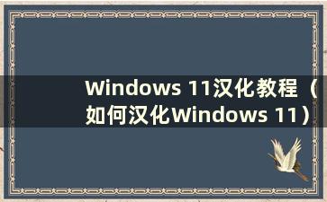 Windows 11汉化教程（如何汉化Windows 11）